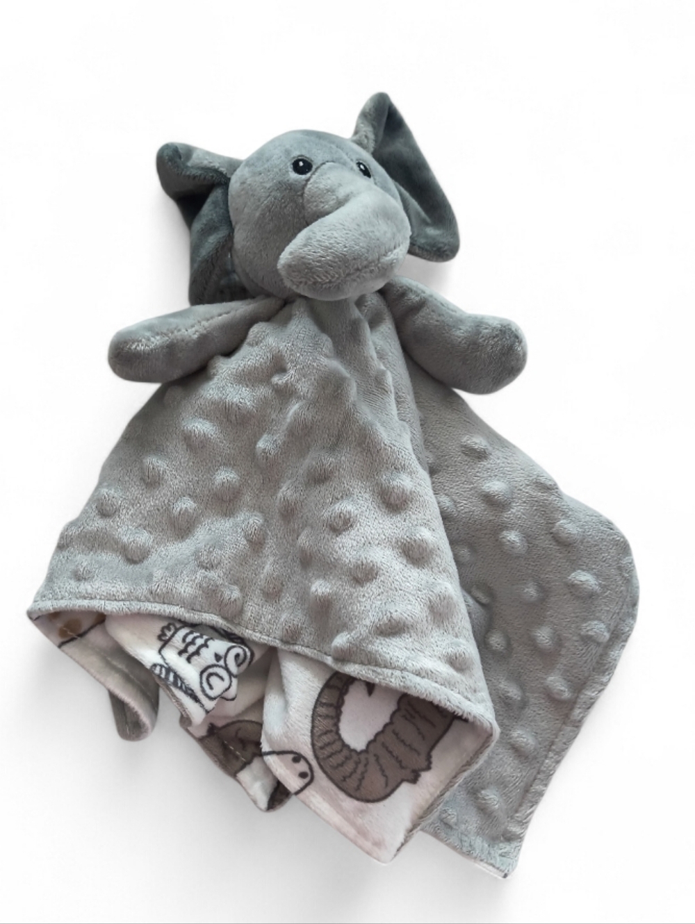 BORITAR Gray Elephant Baby Lovey Security Blanket Plush Minky Stuffed Animal